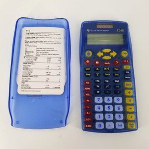 TI - 15 Calculator Elementary School Math Cover Instruction Solar Blue WORKS